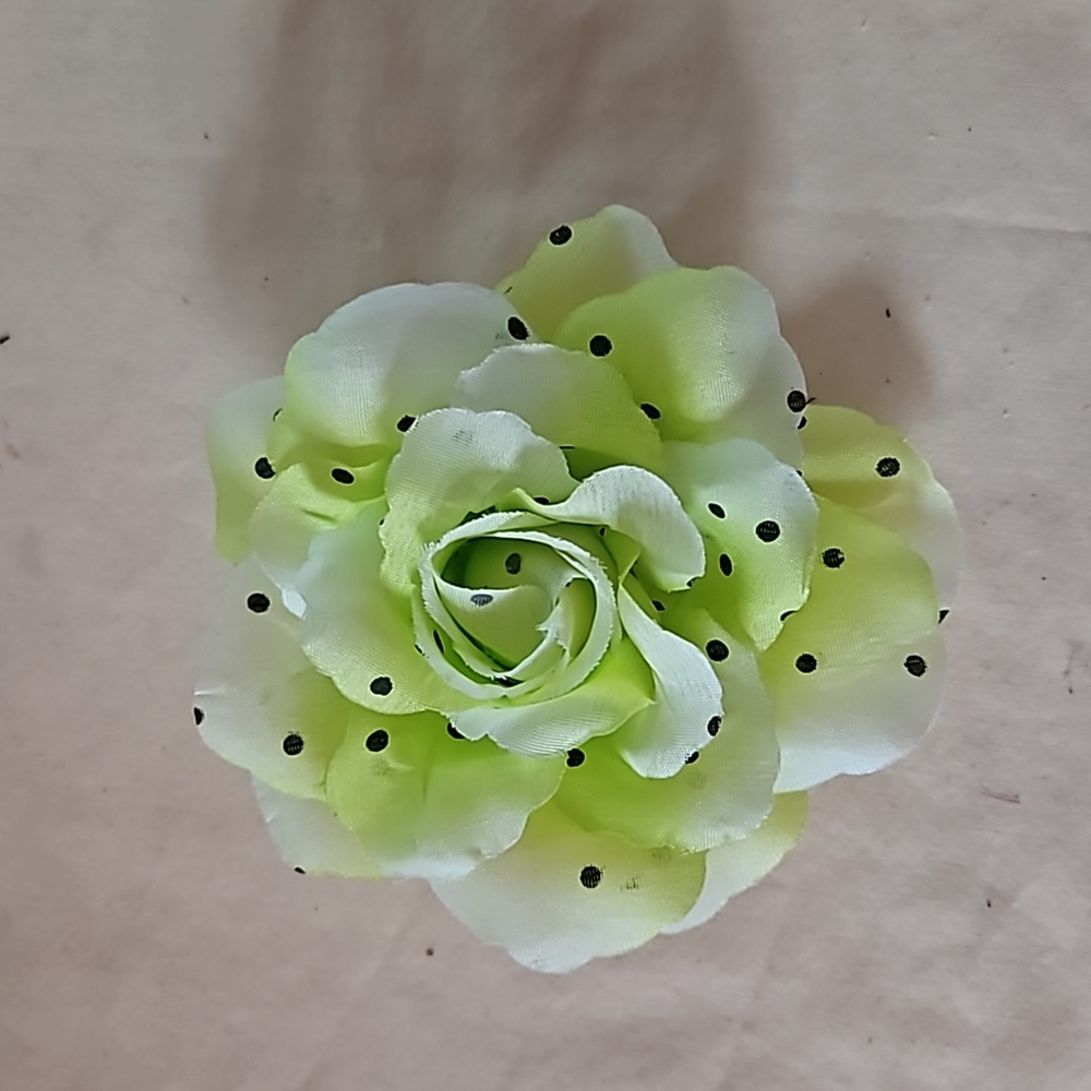 Light green and white hair clip pen tie